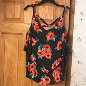 Floral Print Layered Crisscross Cami Torrid Size 2